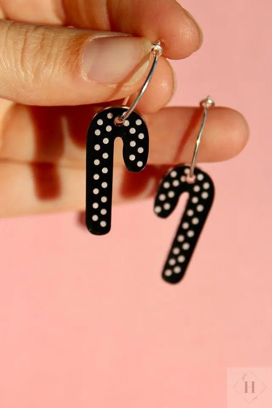 Juleøreringe - sort slikstok Saisall