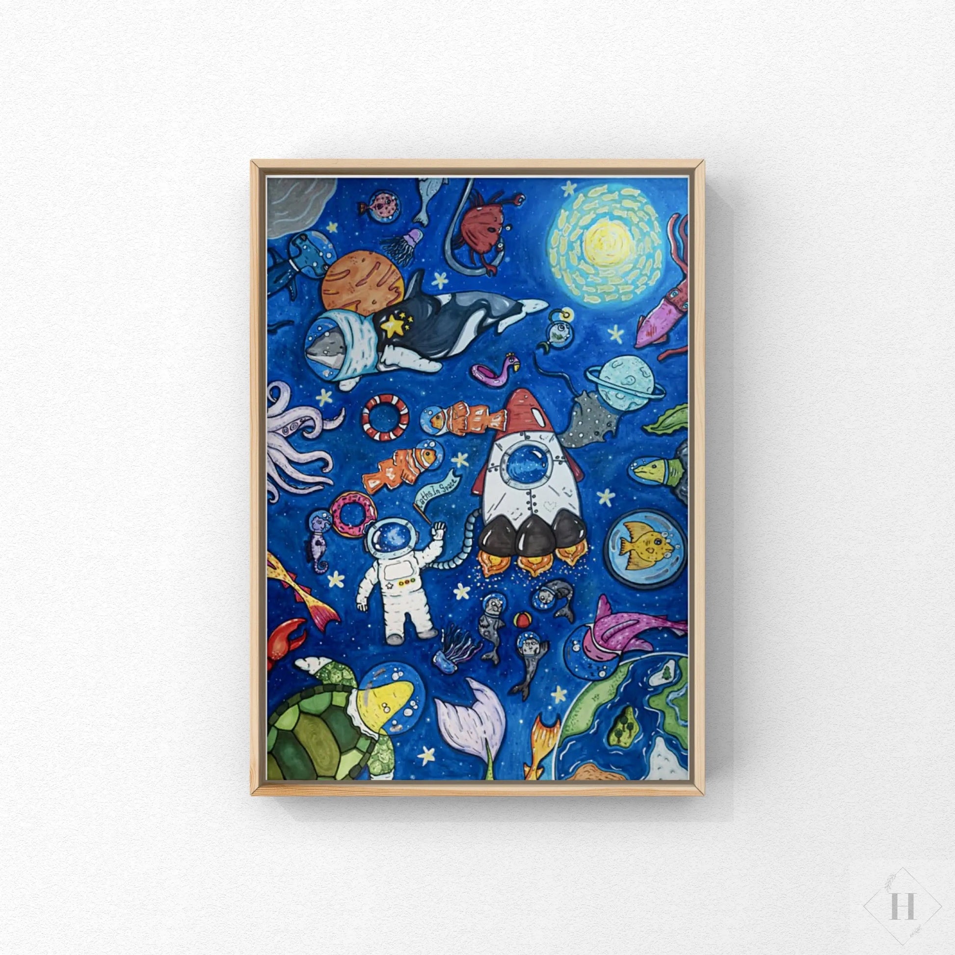 Kunstprint - To Space and Beyond Cats in Space Art