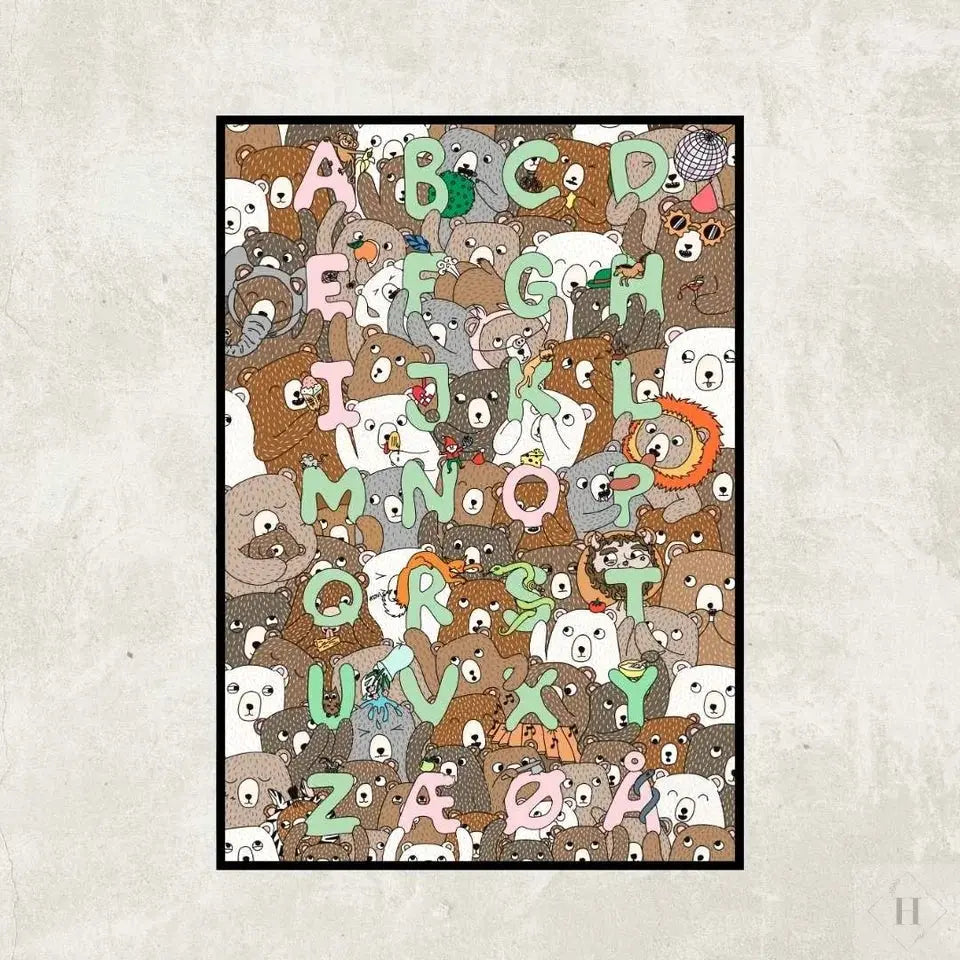 Alfabet-bjørne plakat A3 Frida og Carlos mor