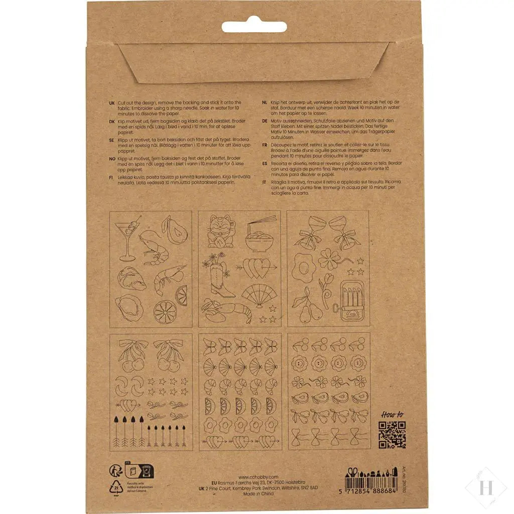 Vandopløselige Broderiark med Motiv Håndlavet af