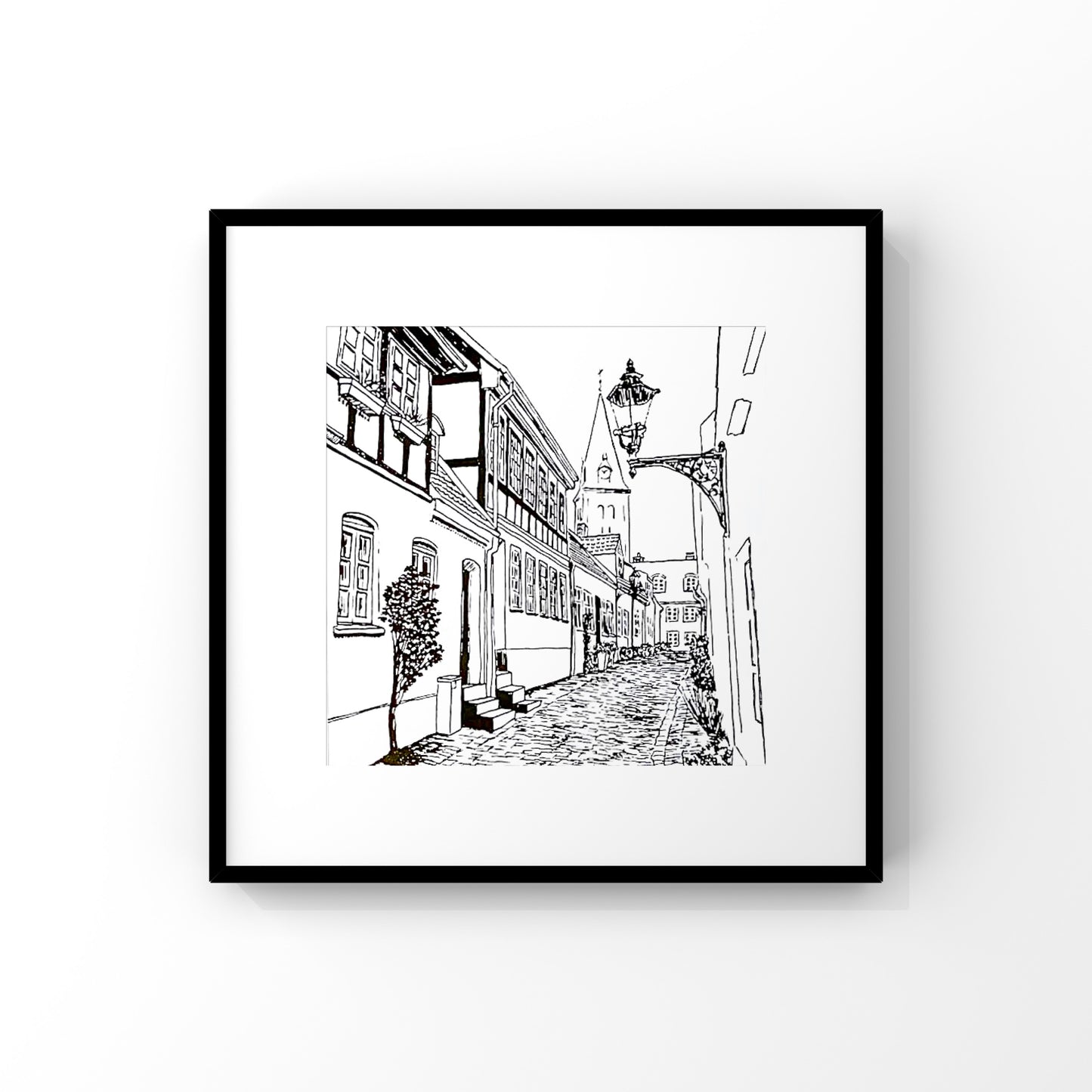 Kunstprint - Hjelmerstald (kvadratisk) - Aalborg motiv