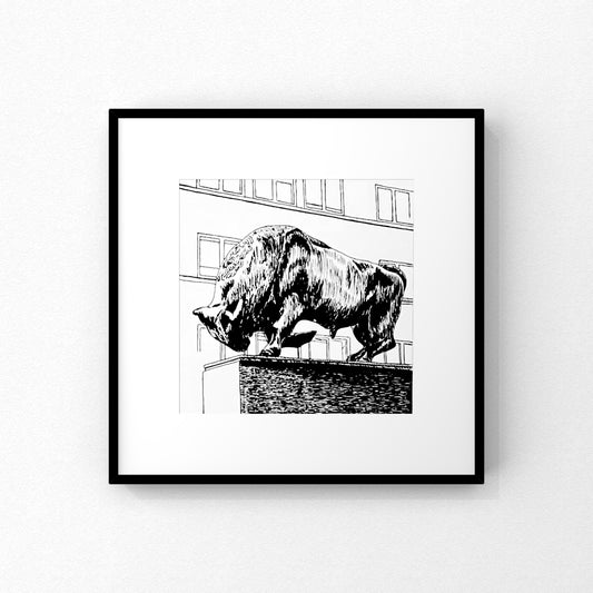 Kunstprint - Kimbre Tyren (kvadratisk) - Aalborg motiv