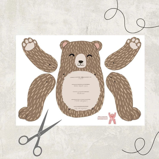 Sprællefigur - Fødselstavle bjørn A3