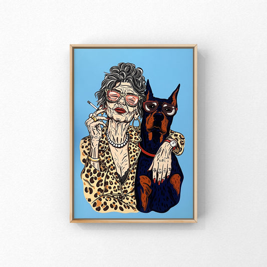 Kunstprint - granny and her dog | A5