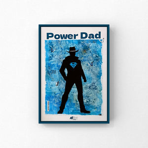 Kunstprint A4 - power dad (blå)