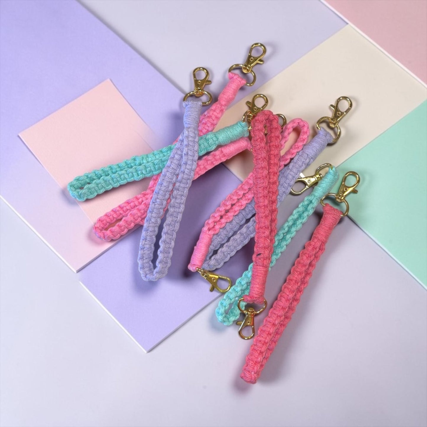 Macrame wristlet - pastel