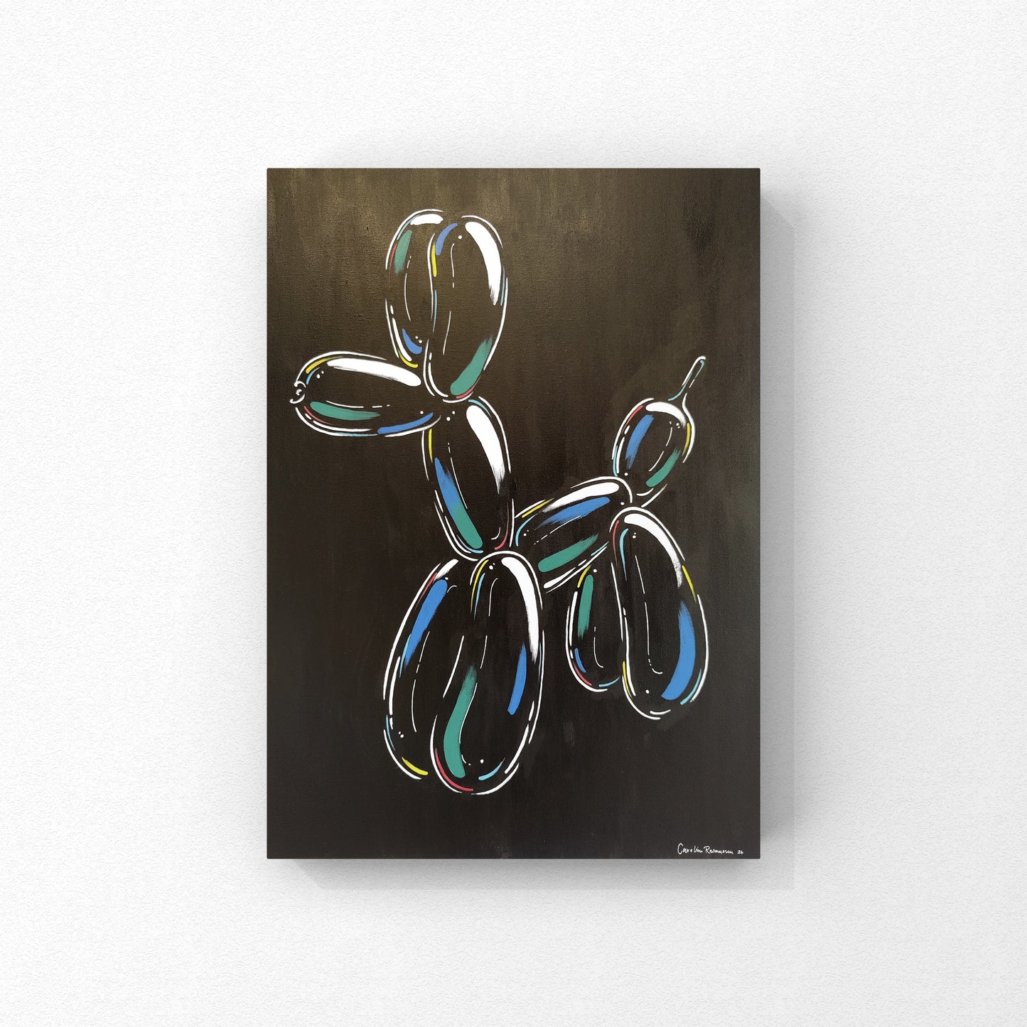 Boblehund – Originalt akrylmaleri 60x80 cm af Caroline Rasmussen
