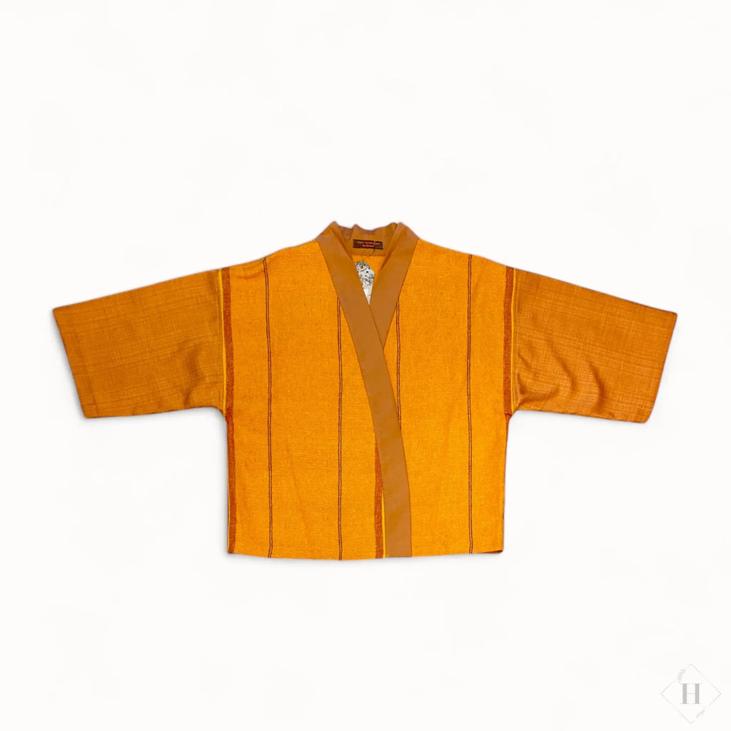 Kimono jakke - orange med broderi med marguritter Jonna Vestergaard