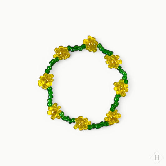 Armbånd i store glasperler - gule blomster Pen Tool Grafisk