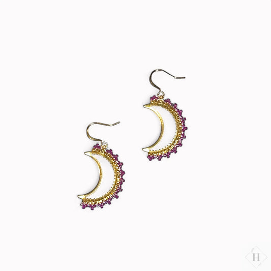 Måne øreringe i miyuki perler - lilla Mabalser