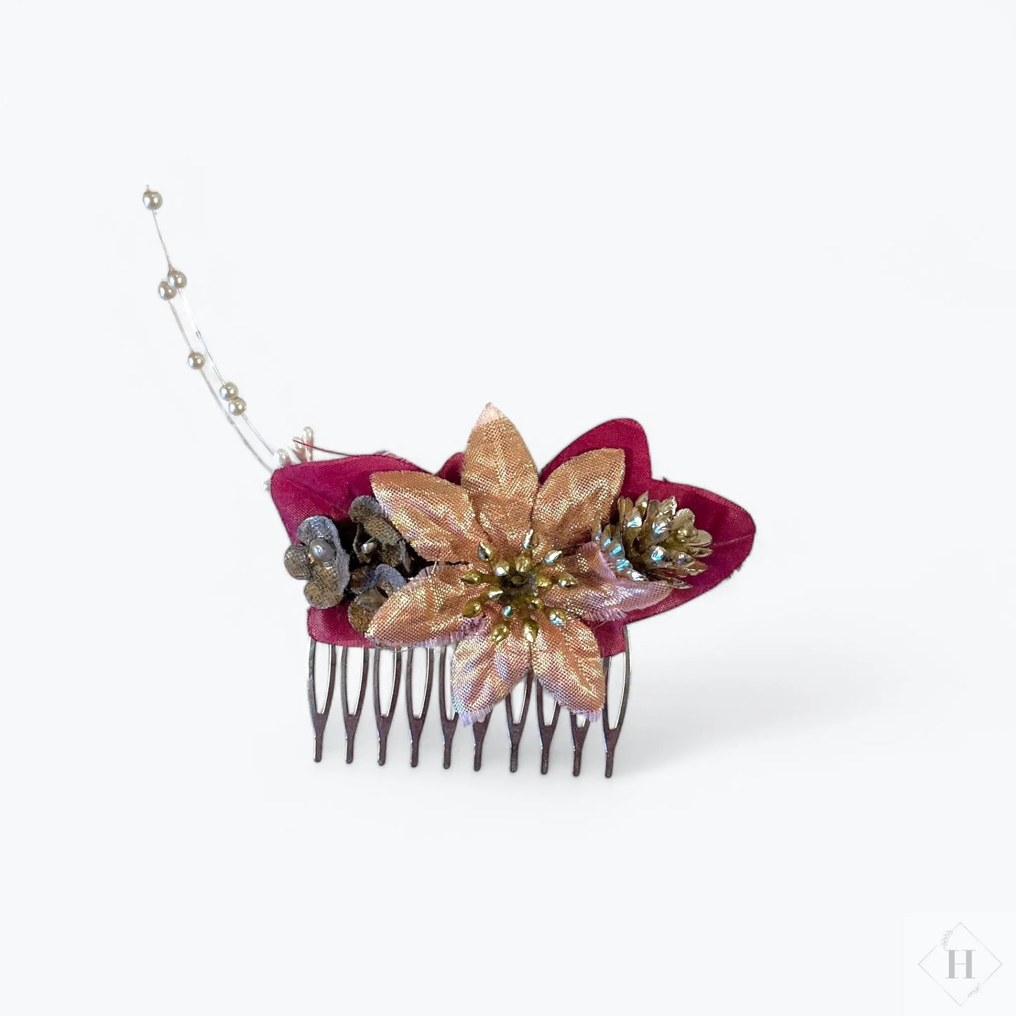 Hårkam med rosa gylden blomst Genfødt