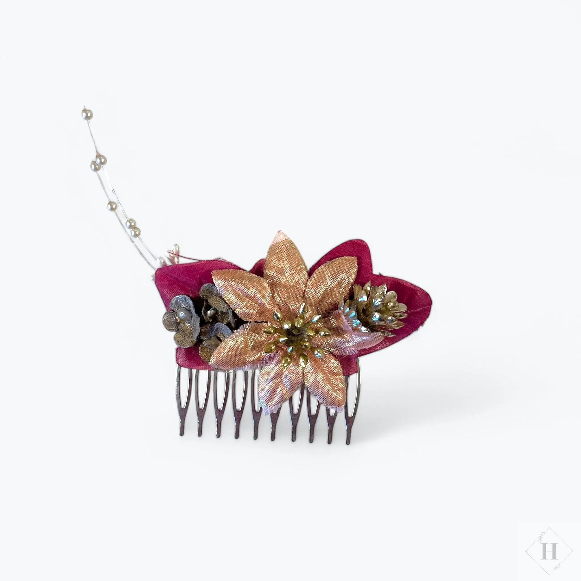 Hårkam med rosa gylden blomst Genfødt