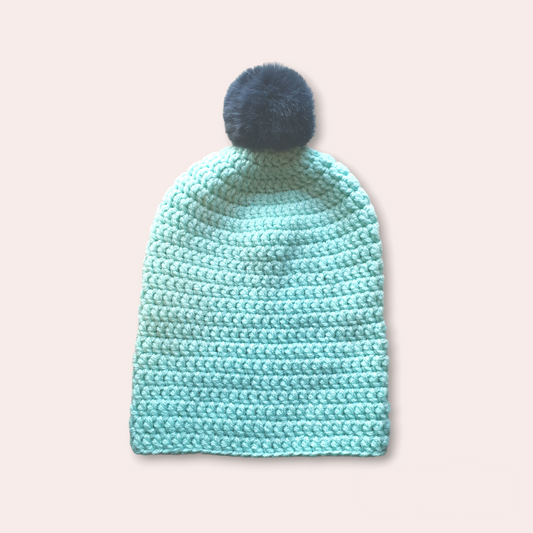 Hæklet hue med kvast