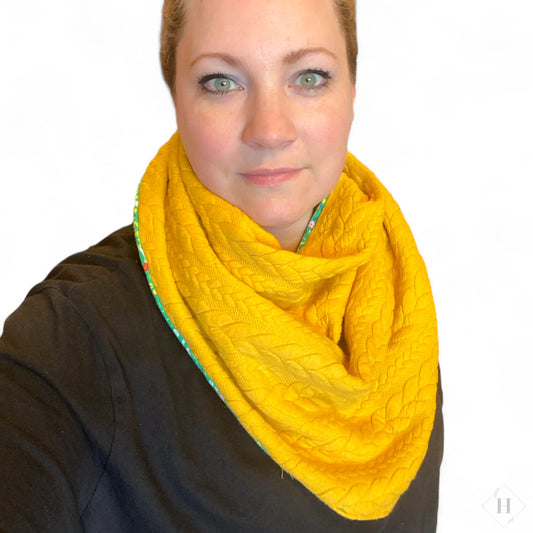 Tørklæde - gul farvet bagside (flere varianter) Aldrig2ens