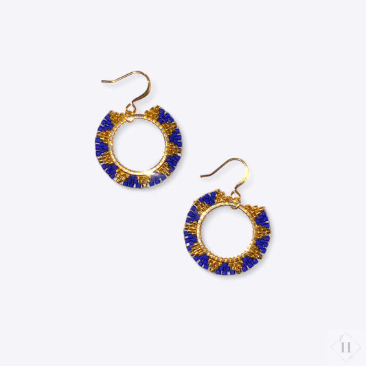 Øreringe i miyuki perler - blå/guldbelagt Mabalser
