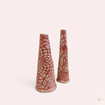 Indlæs billede til gallerivisning Høj vase med blonde - rød Hav-Mose-Fjord Keramik af kunsthåndværker Susanne Talbot
