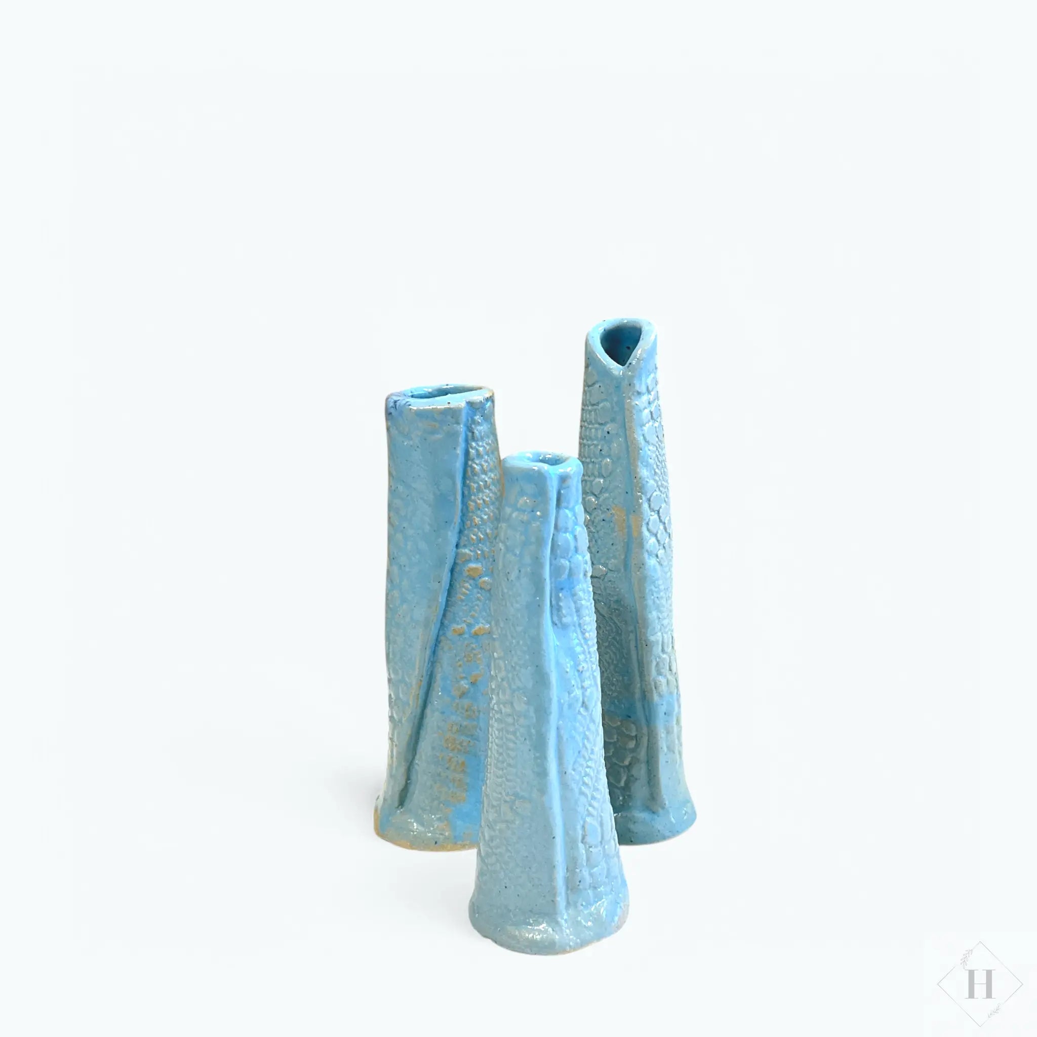 Høj vase med blonde - lyseblå Hav-Mose-Fjord Keramik af kunsthåndværker Susanne Talbot