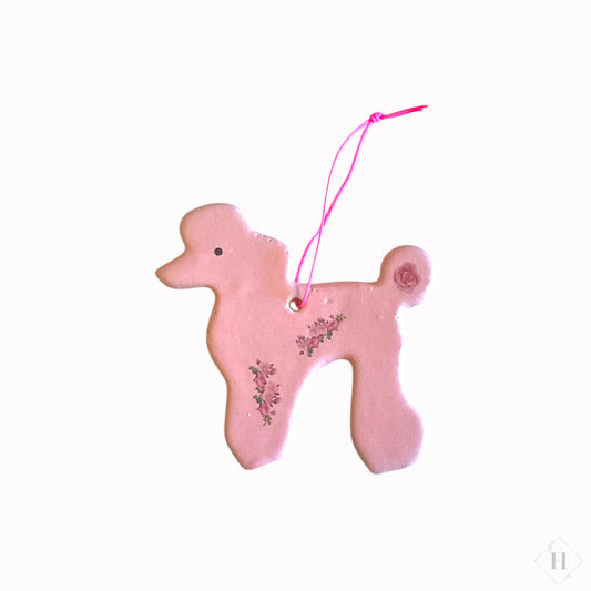 Ophæng i stentøj - lyserød puddel Gitte Bramm