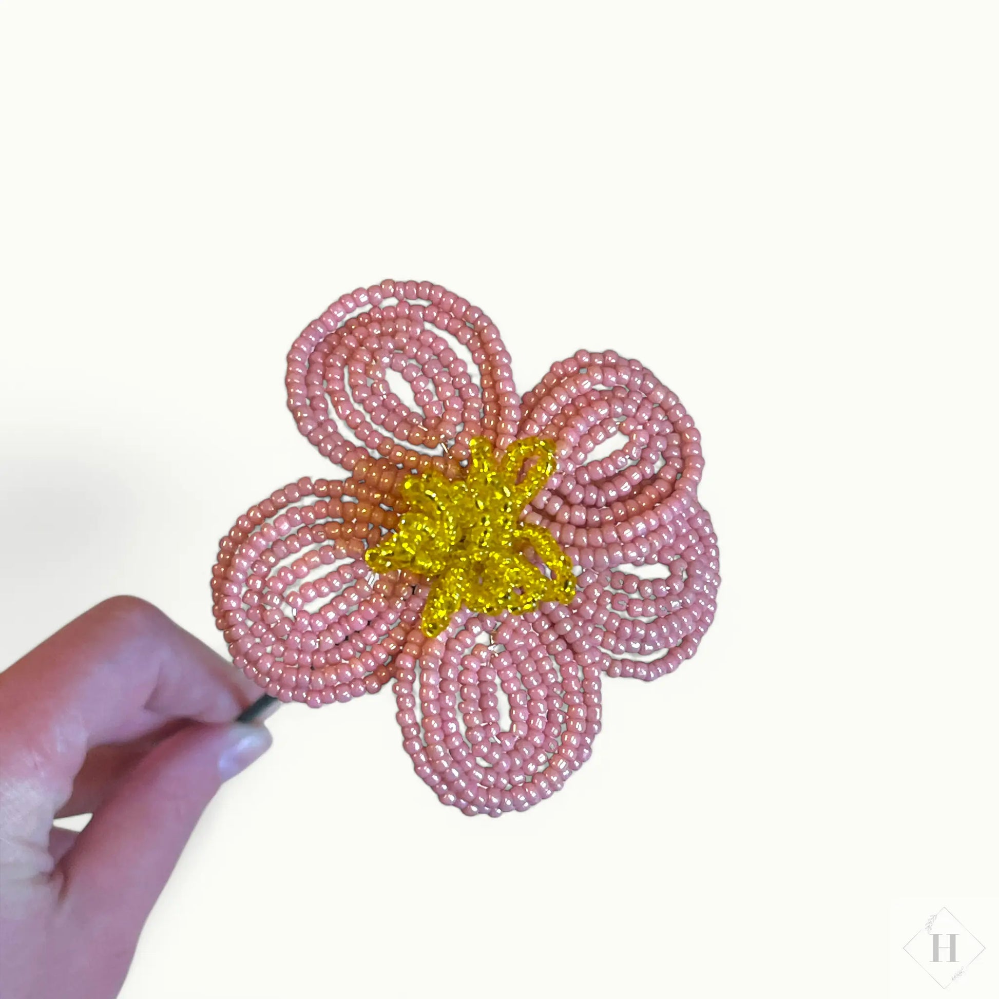 Håndlavet blomst i glasperler Kaimers krea