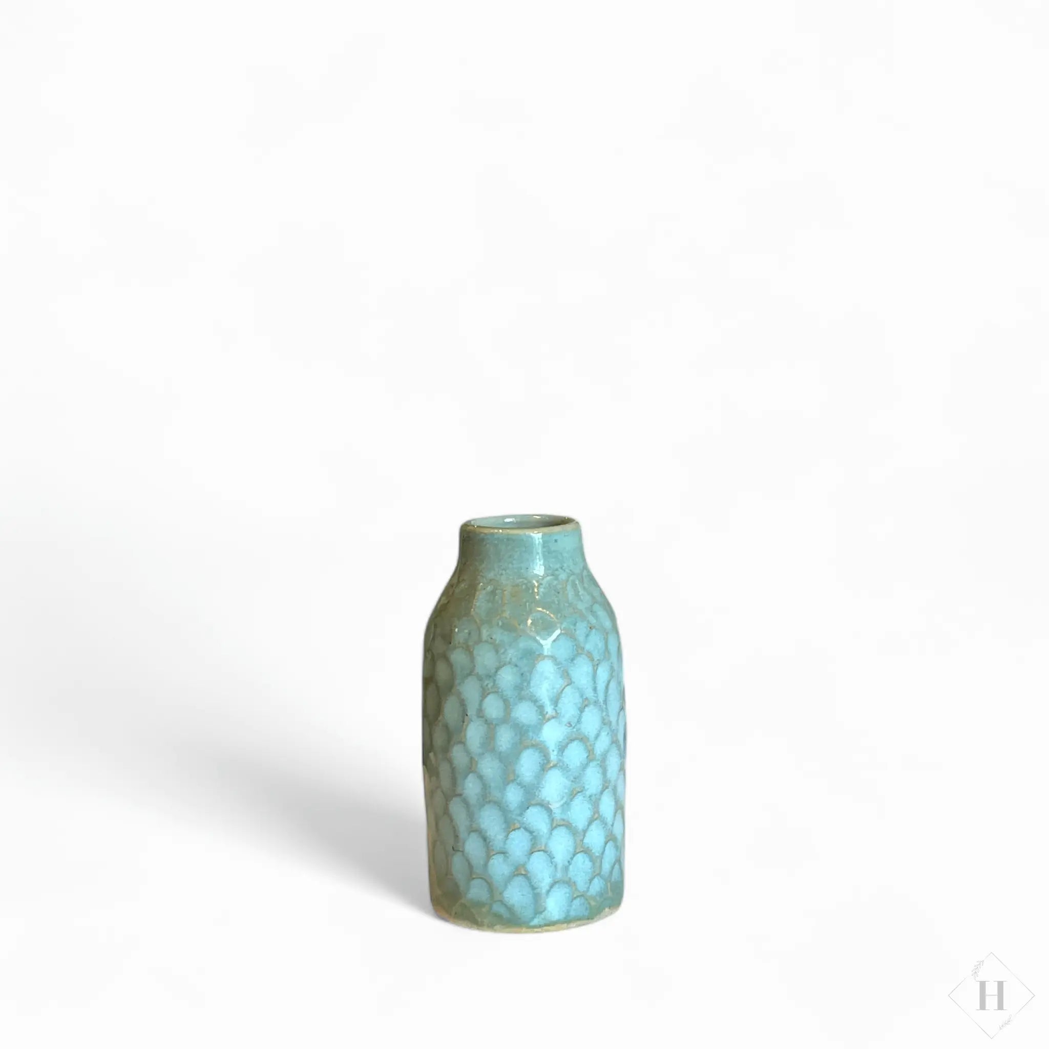 Mini vase i stentøj - grønne skæl Camilla Gellert Keramik