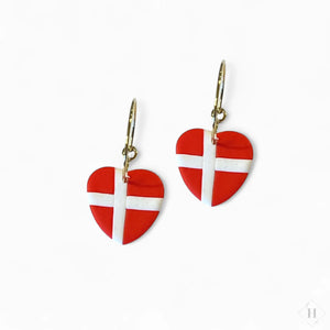 Dannebrog øreringe - store hjerter Creatrivi