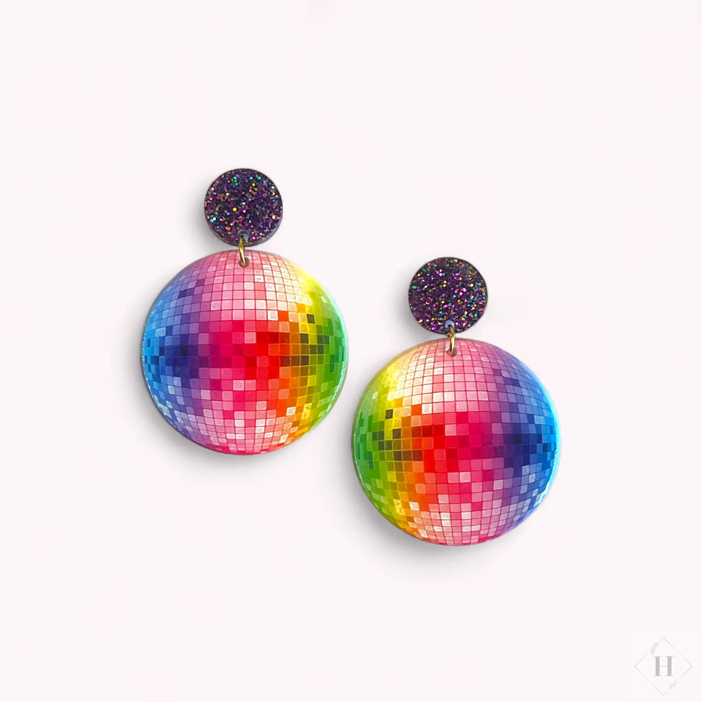 Statement ørering - regnbue diskokugle Winther Design