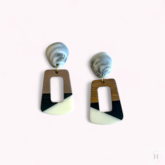 Statement ørering - træ og sort/hvid Winther Design