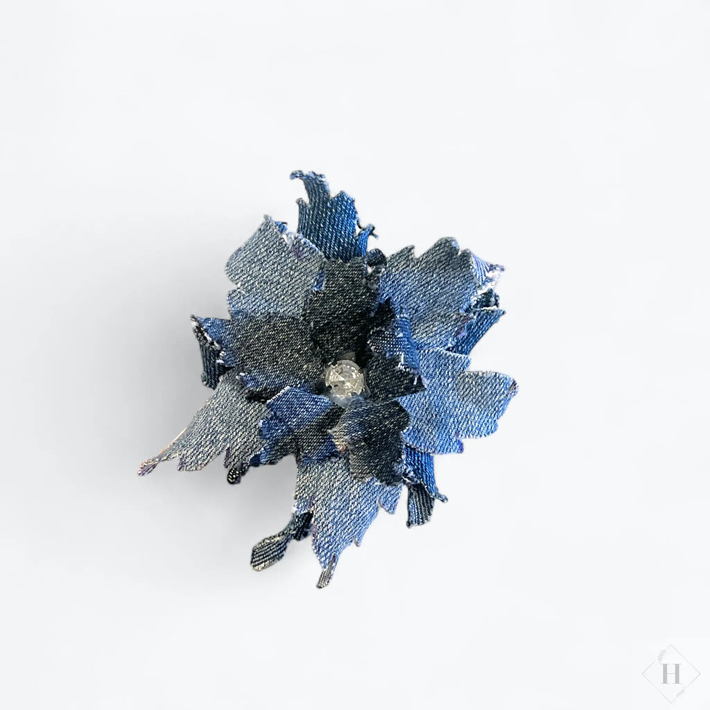 Hårspænde - Denim blomst Karina Bøgelund