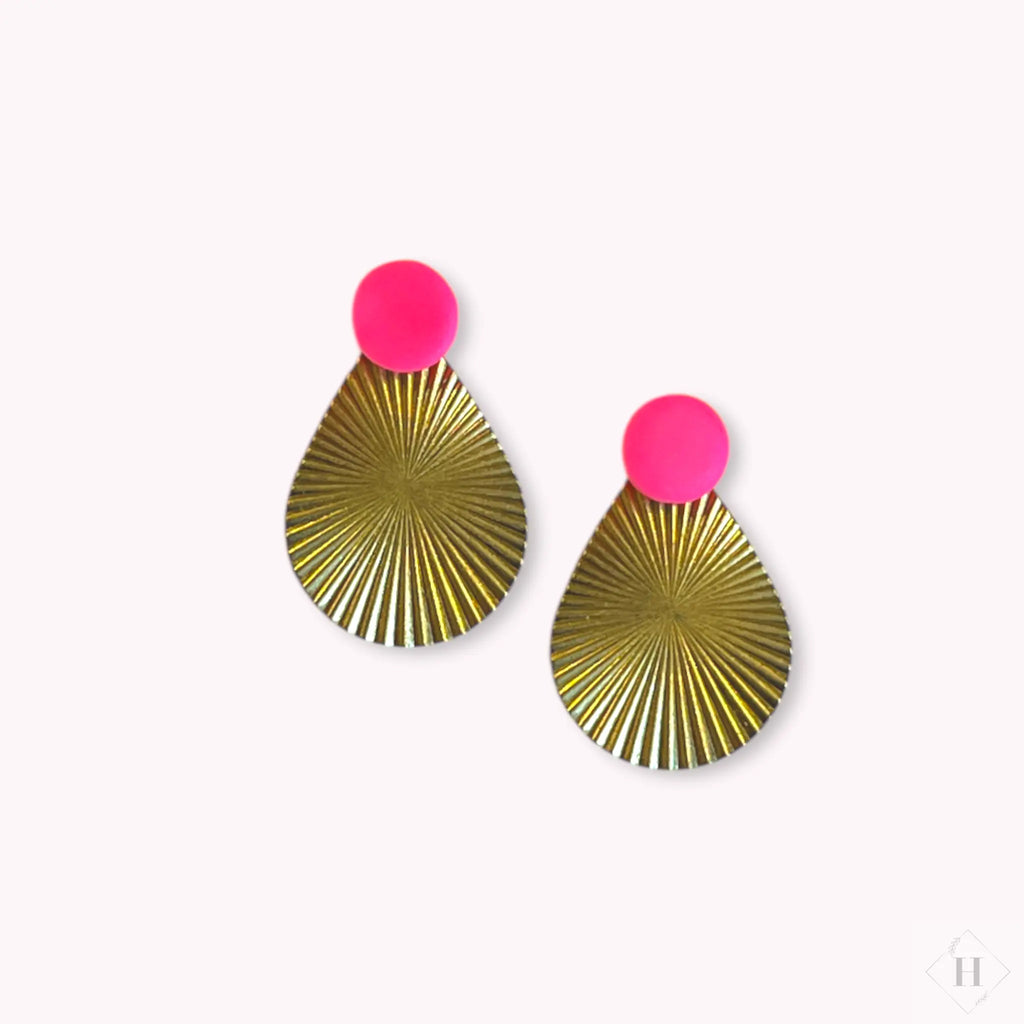 Multi ørering - Pink dot med messingstykke Winther Design