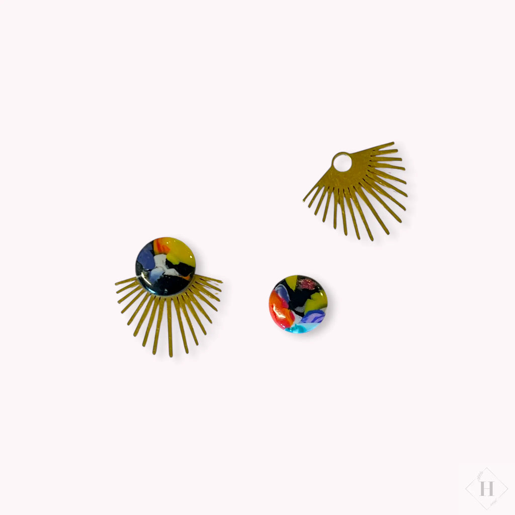 Multi ørering - Multifarvet dot med messingstykke Winther Design