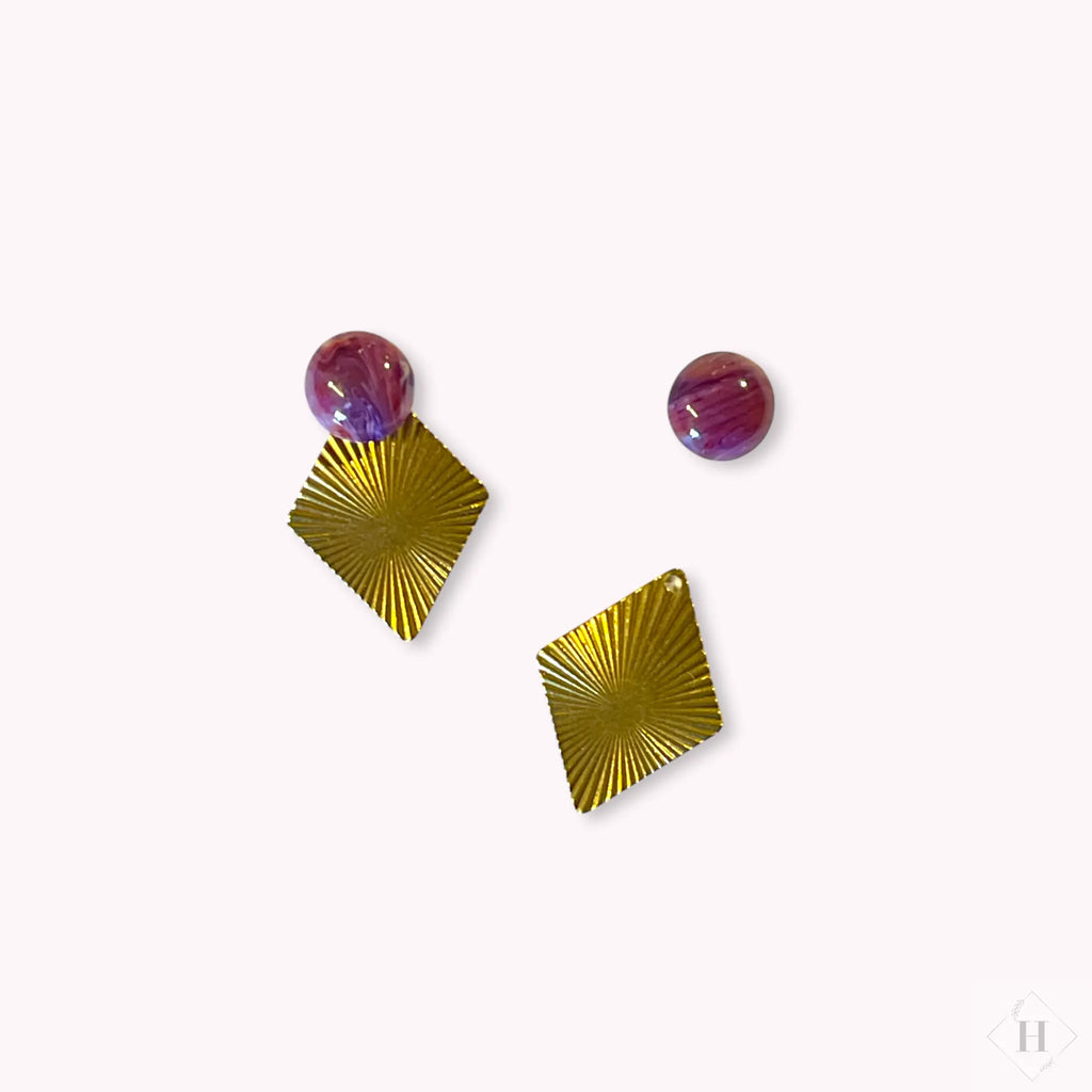 Multi ørering - lilla dot med messingstykke Winther Design