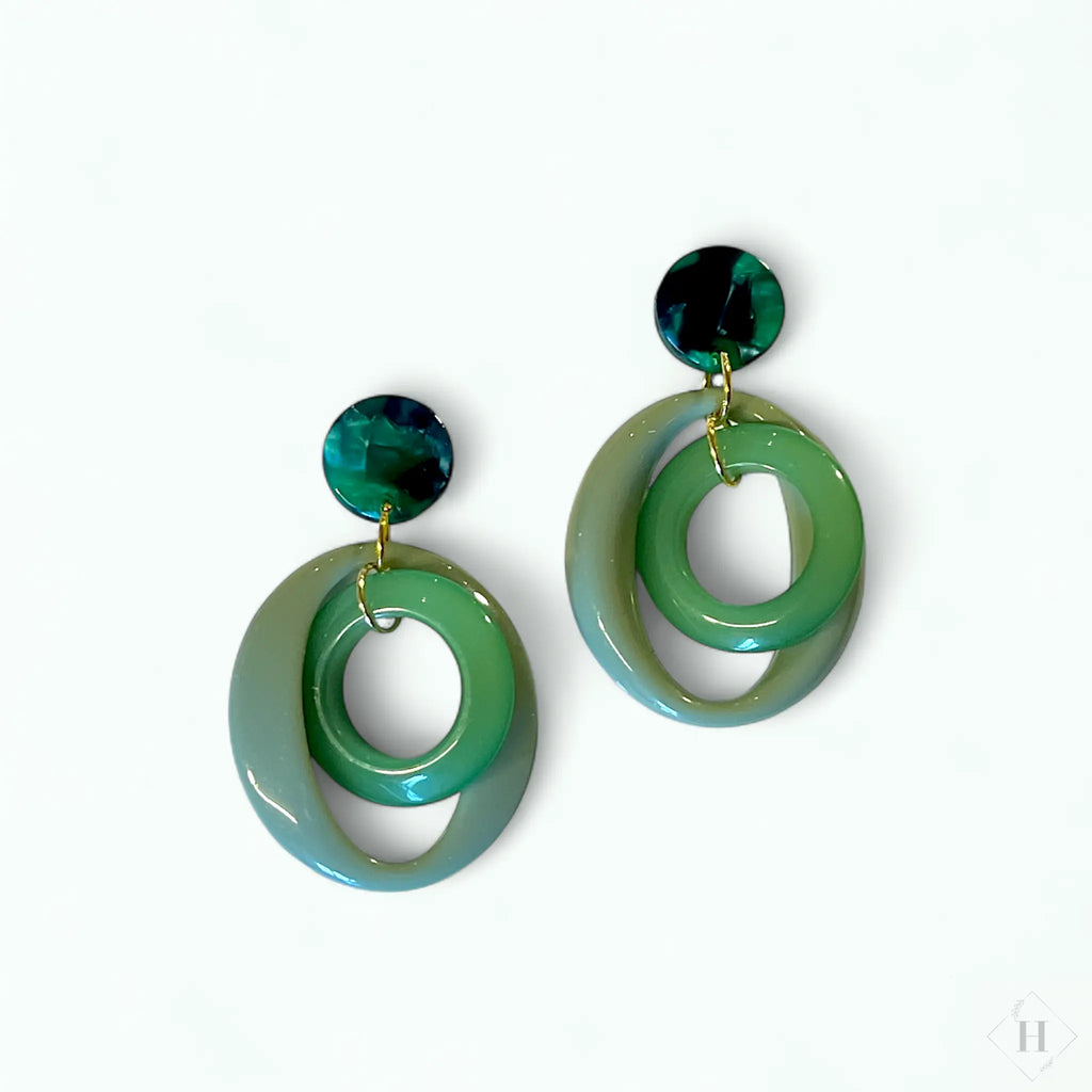 Statement ørering - grønne dobbelt ringe Winther Design