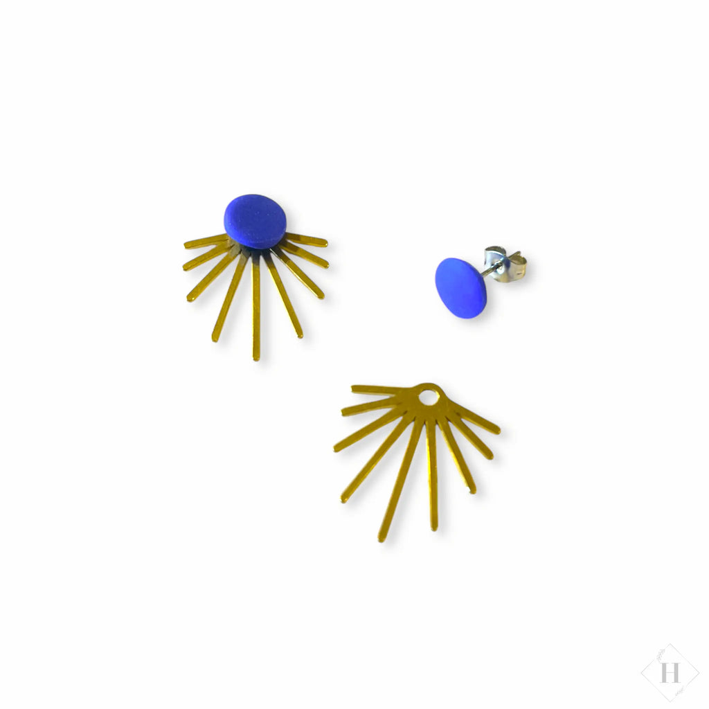 Multi ørering - Blå dot med messingstykke Winther Design