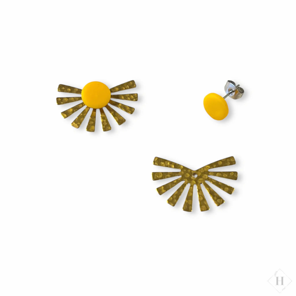 Multi ørering - Gul dot med messingstykke Winther Design