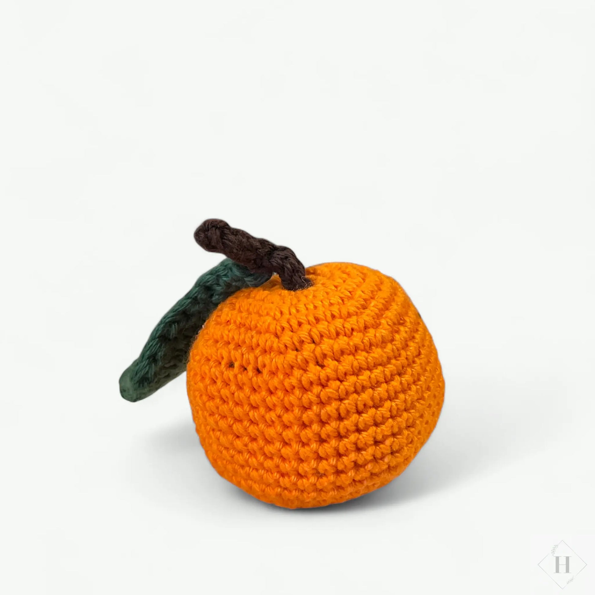 Hæklet appelsin med blad Håndlavet af