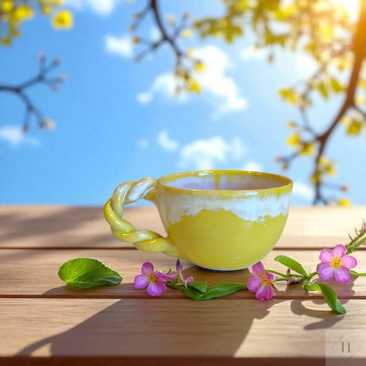 Kop med snoet hank - gul/lyserød By Victoria Juul