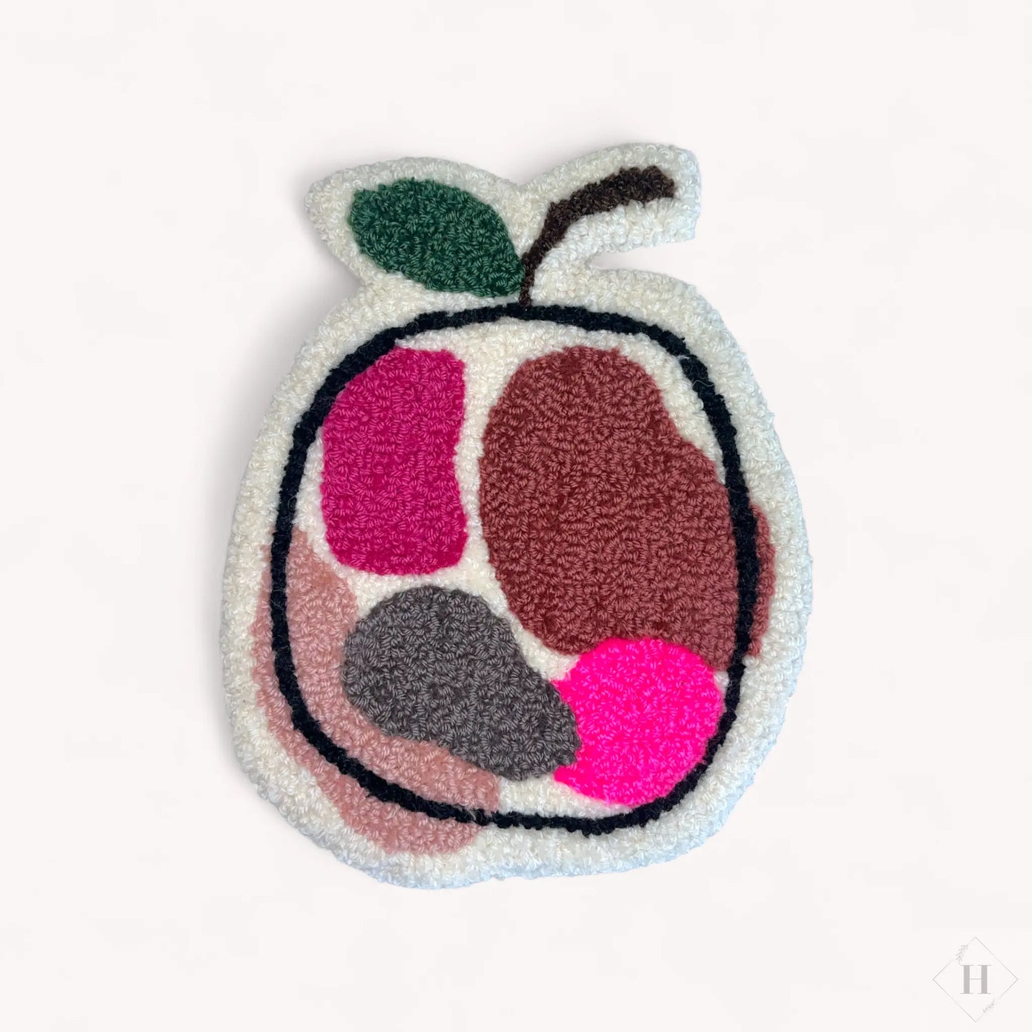 Tuftet vægophæng - stort pink æble m/blad Flair