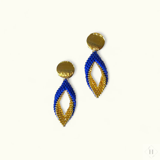 Twist øreringe i miyuki perler med messing Dot - blå Mabalser