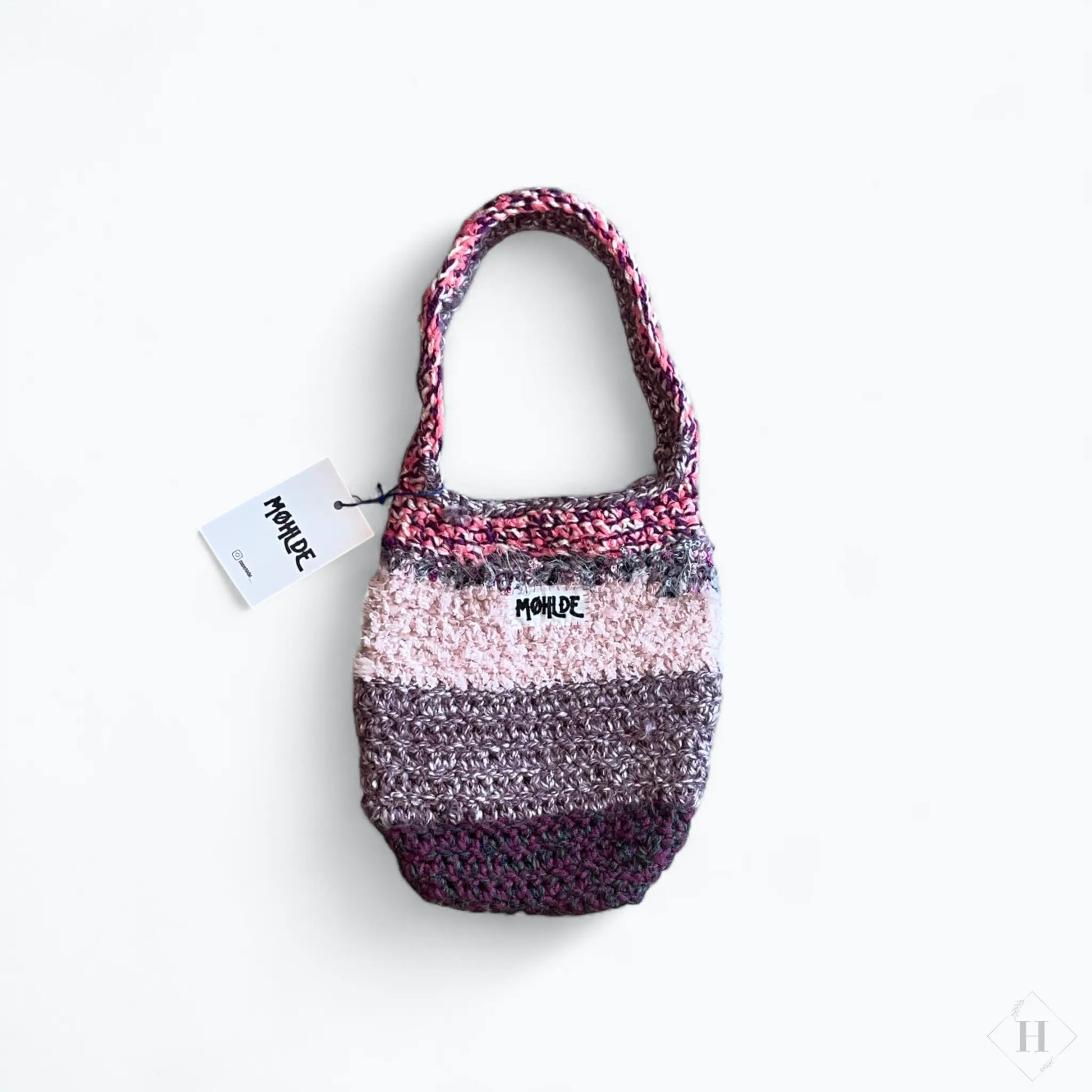 Hæklet mini totebag - purple dream Møhlde