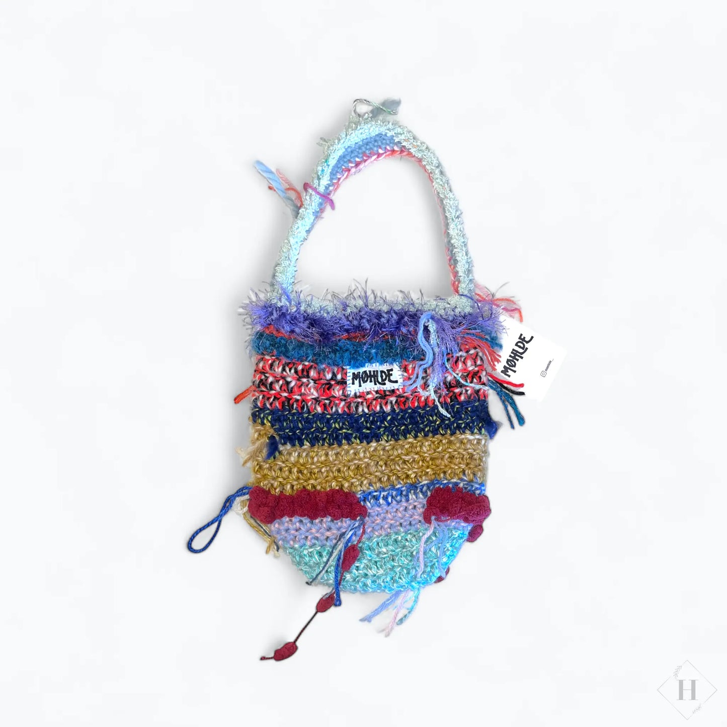 Hæklet mini totebag - Coral reef Møhlde