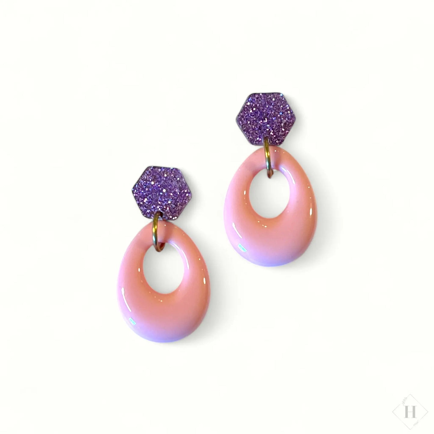 Statement ørering - lyserøde små ovaler Winther Design