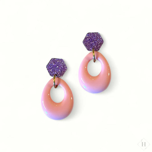 Statement ørering - lyserøde små ovaler Winther Design