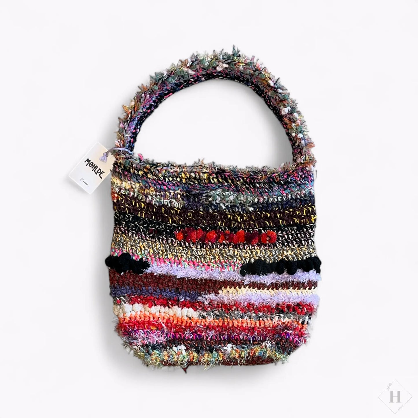 Hæklet totebag - bordeaux party Møhlde