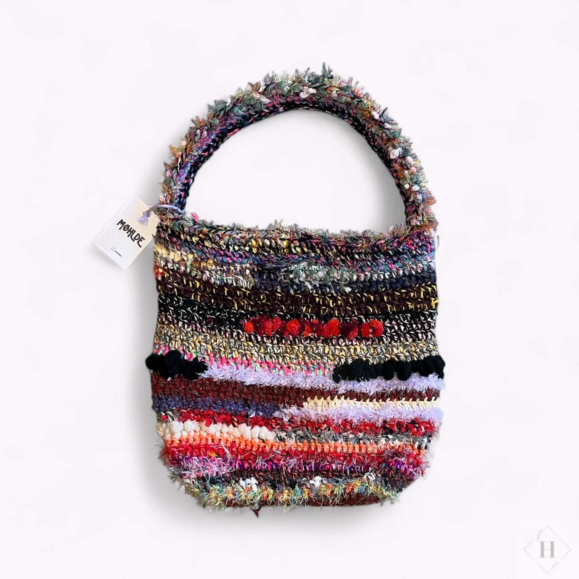 Hæklet totebag - bordeaux party Møhlde