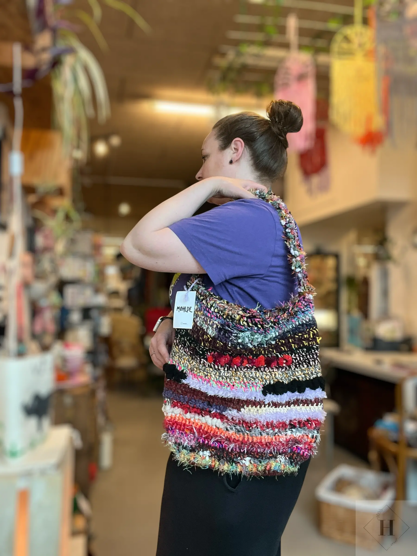 Hæklet totebag - bordeaux party Møhlde