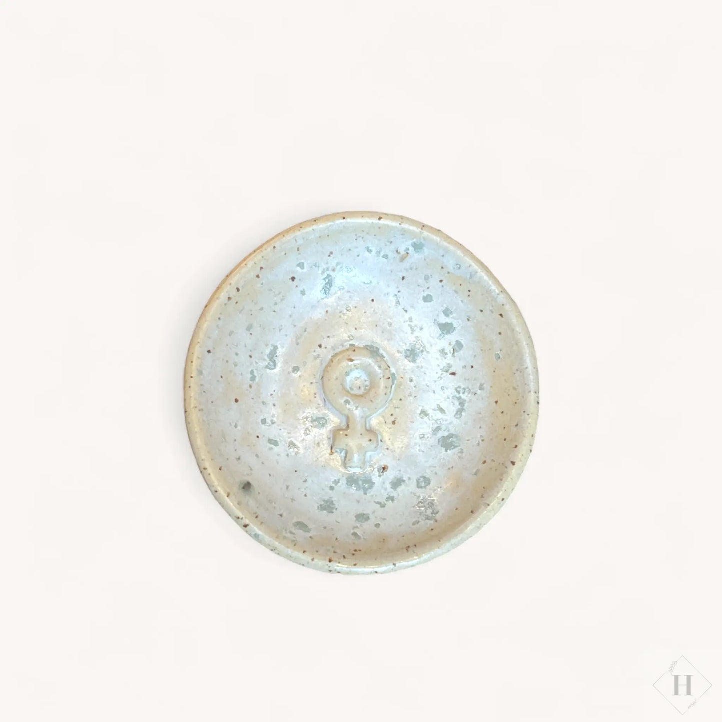 Smykkeskål i keramik - råhvid med kvindetegn Creatrivi