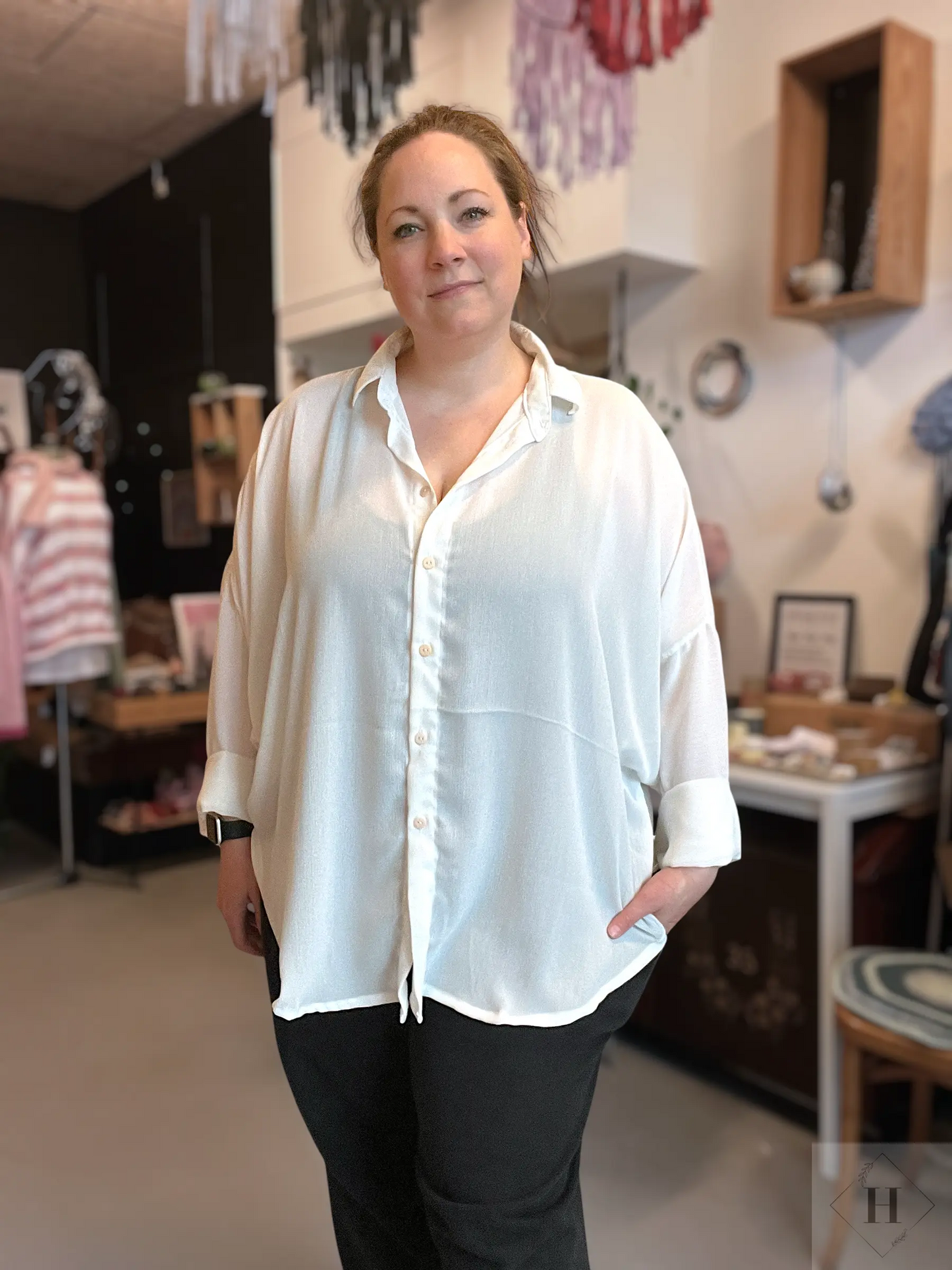 Candy skjorte - hvid elegance Genfødt