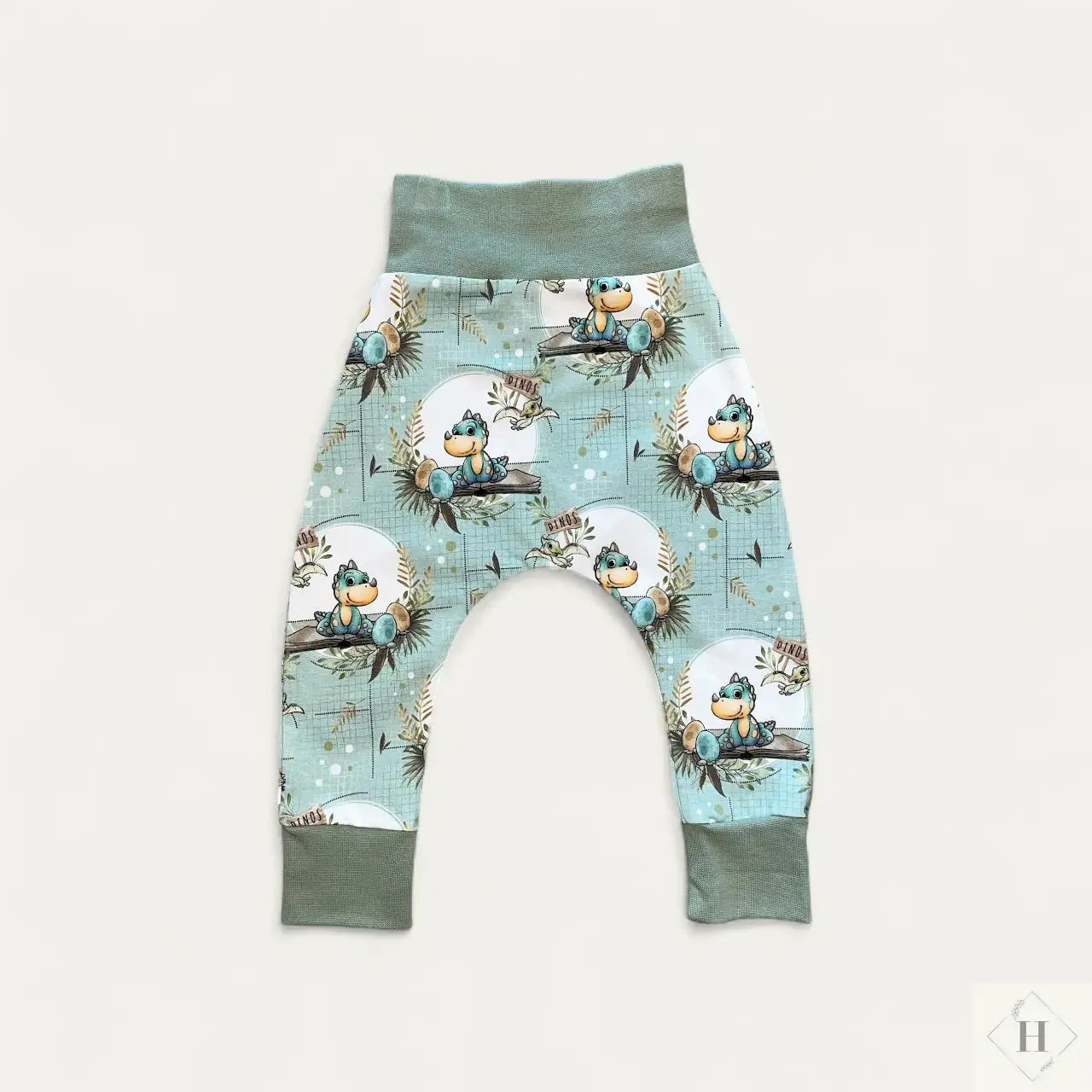 Håndlavede Baby Bukser Str. 86/92 - Blød Jersey med baby dino Louifax