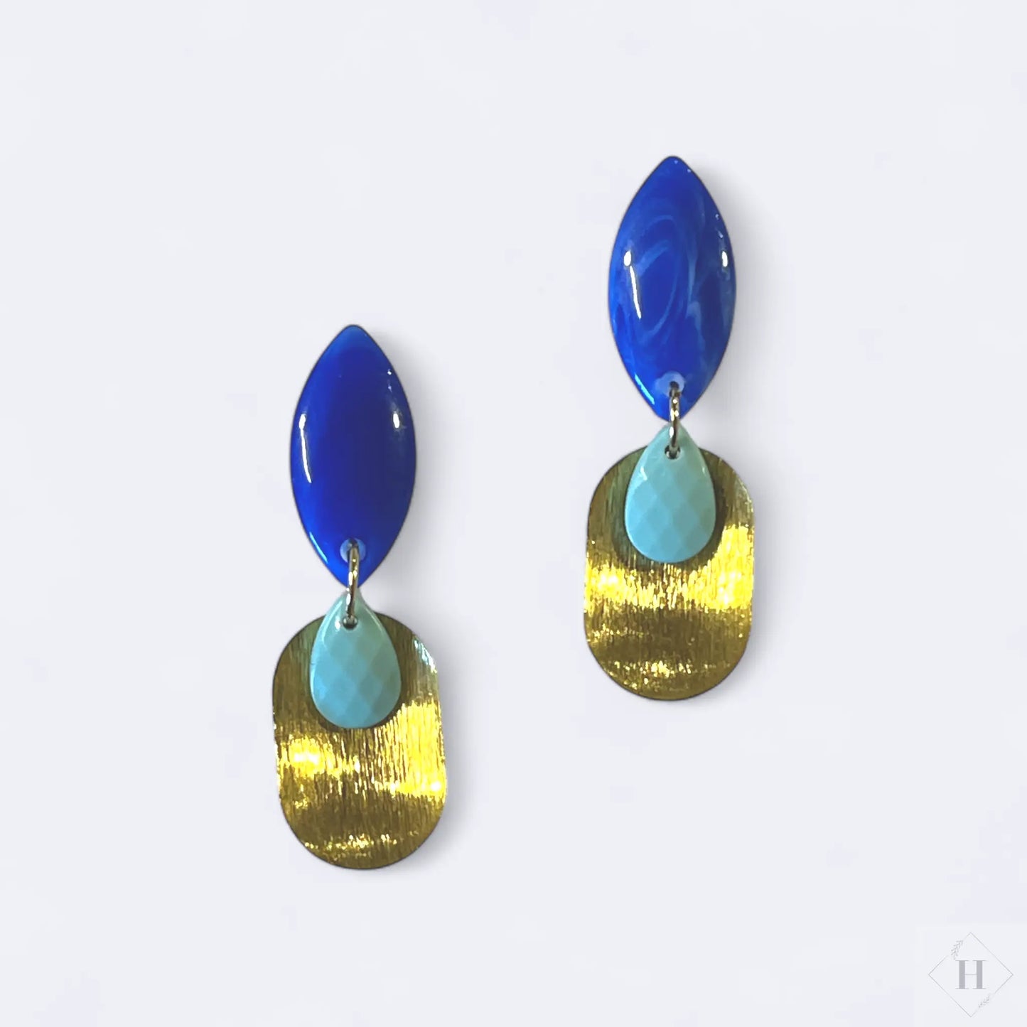 Statement ørering - blå med messing Winther Design