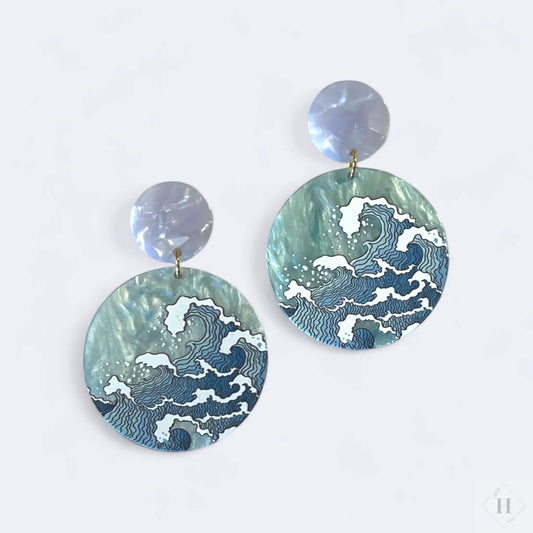 Statement ørering - lyseblå bølger Winther Design